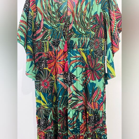 NEW Anthropologie Boemo Tropical Maxi Dress M Resort Vacation Glam - Picture 3 of 11